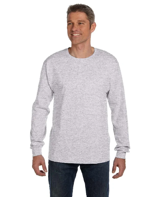 T-shirts for gamers cool -Hanes Tagless Long Sleeve Pocket T-Shirt | Ash