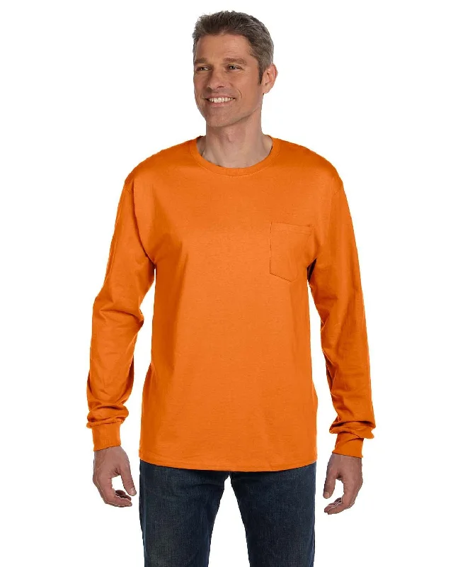 T-shirts for photographers unique -Hanes Tagless Long Sleeve Pocket T-Shirt | Orange