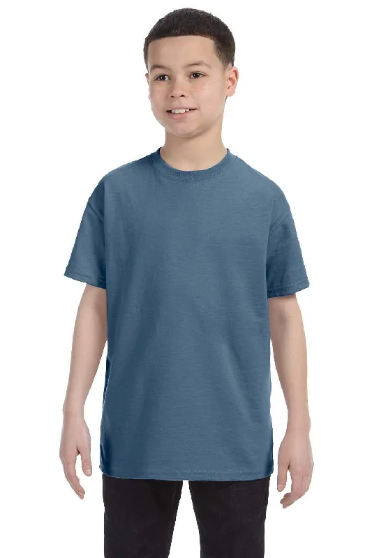 T-shirts for DJ fans -Hanes Youth ComfortSoft Short Sleeve Crewneck T-Shirt - Denim Blue