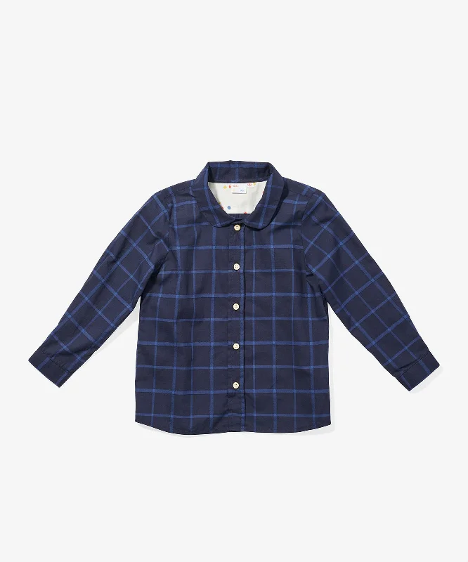 T-shirts for gardeners cool -Jefferson Shirt, Navy Windowpane