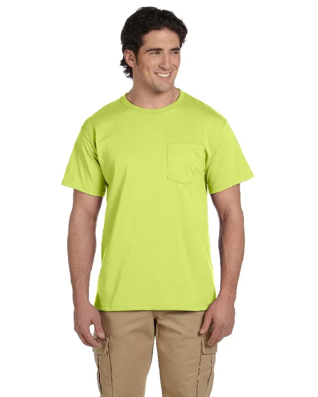 T-shirts for romance vibes -Jerzees 50/50 Pocket T-Shirt | Safety Green