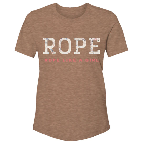 T-shirts for astrology fans -LADIES HOOEY "ROPE LIKE A GIRL" BROWN TSHRT