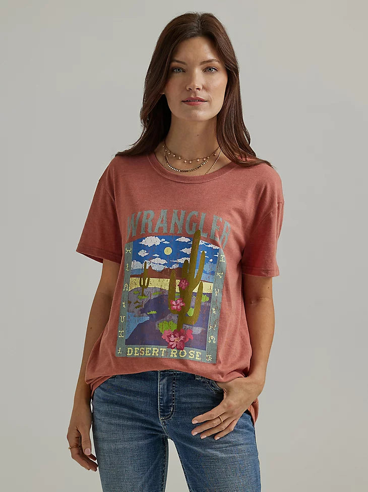 T-shirts for tribal vibes -LADIES WRANGLER DESERT ROSE TSHIRT