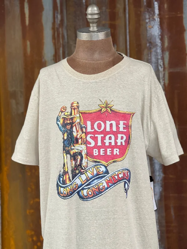 T-shirts for photo fans -Lone Star LONG LIVE LONG NECKS LUXE Tee-  Vintage Ivory