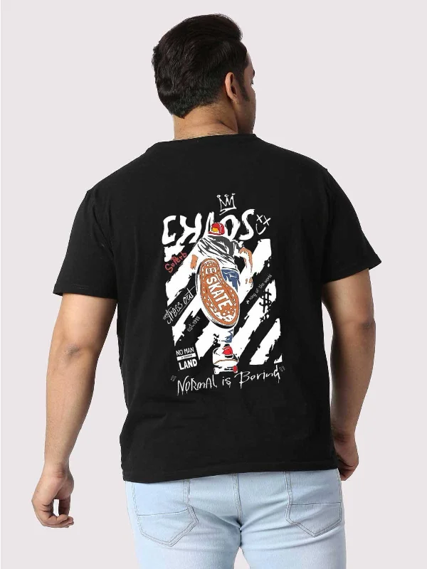 T-shirts with fabric prints -Men Plus Size Black Normal is Boring Printed Round Neck T-Shirt.