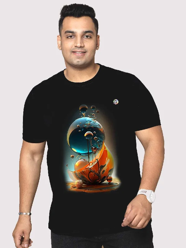 T-shirts for weddings custom -Men Plus Size Black Water Bubble Circle Round Neck T-Shirt