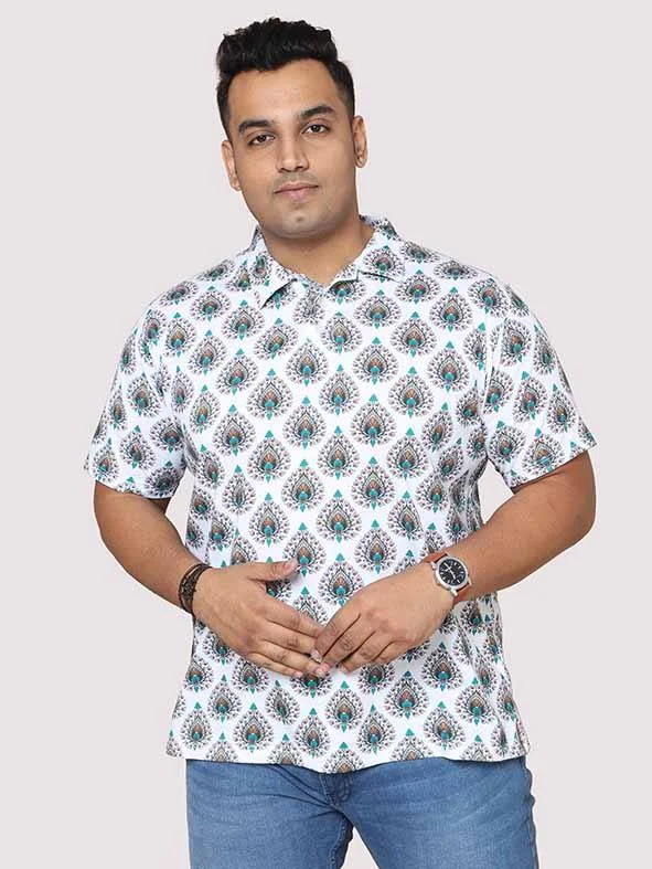 T-shirts for bone lovers -Men Plus Size Ethinic Pattern Digital Printed Polo Collar T-shirt