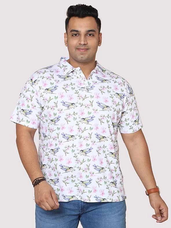 T-shirts with apple graphics -Men Plus Size Hummy Bird  Digital Printed Polo Collar T-shirt