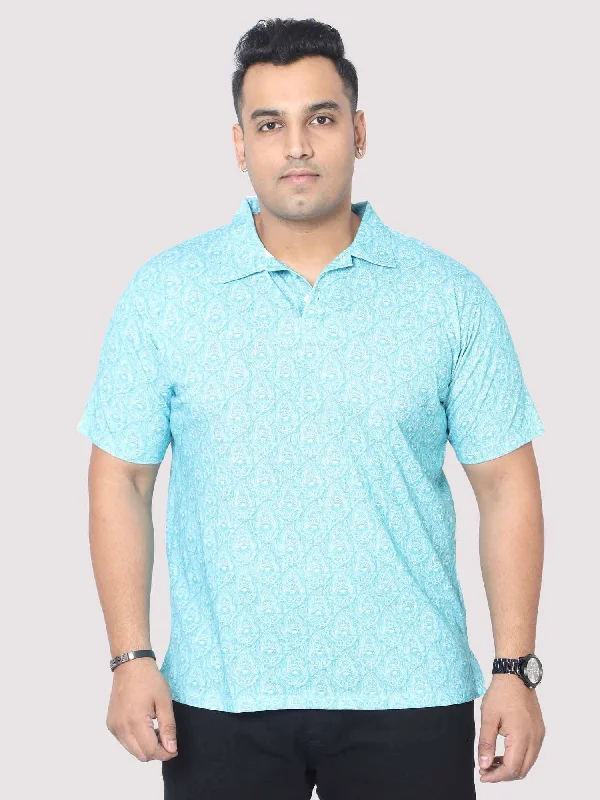 T-shirts with palm trees -Men Plus Size Tiny Paisley Digital Printed Polo Collar T-shirt