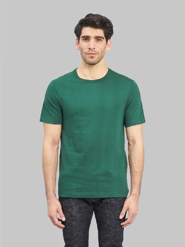 T-shirts for direction fans -Merz b. Schwanen 1940s 5.5oz Loopwheeled Relaxed Fit T-Shirt Classic Green