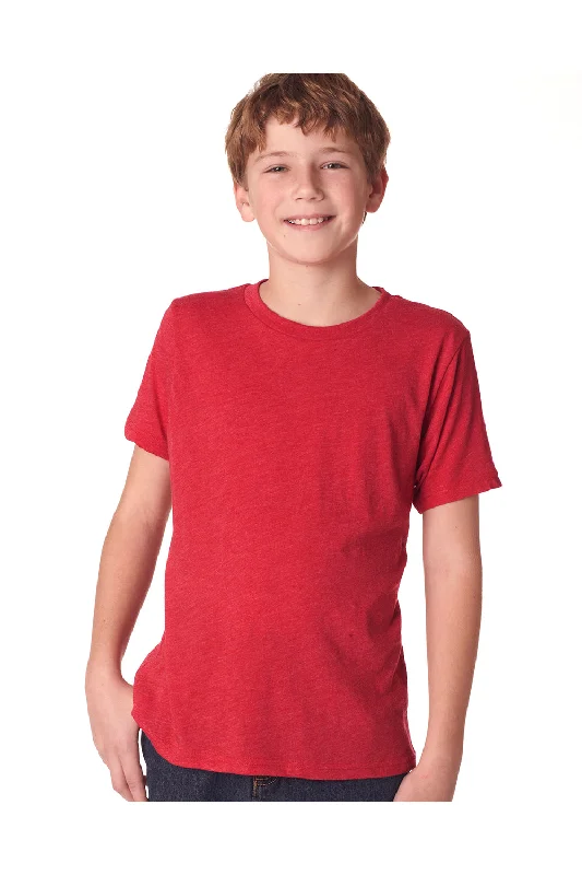 T-shirts with feather prints -Next Level Youth Jersey Short Sleeve Crewneck T-Shirt - Vintage Red