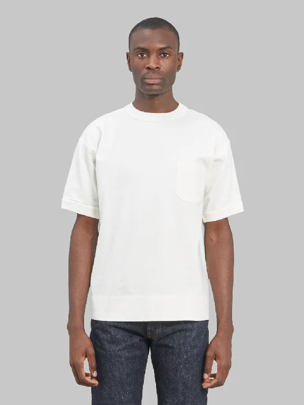 T-shirts with pockets practical -ONI Denim T01 8oz Loopwheeled Heavyweight T-Shirt White