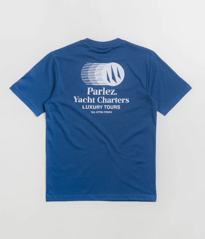 T-shirts with palm designs -Parlez Charter T-Shirt - Sail Blue