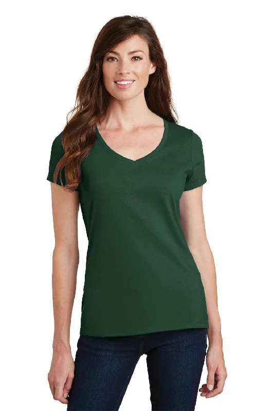 T-shirts for vet staff -Port & Company Womens Fan Favorite Short Sleeve V-Neck T-Shirt - Forest Green