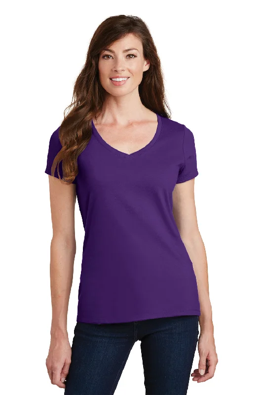 T-shirts for cozy fans -Port & Company Womens Fan Favorite Short Sleeve V-Neck T-Shirt - Team Purple