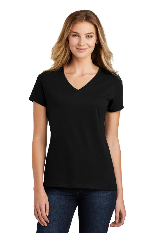 T-shirts for travel bloggers -Port & Company Womens Fan Favorite Short Sleeve V-Neck T-Shirt - Jet Black