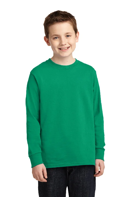 T-shirts for theater fans -Port & Company Youth Core Long Sleeve Crewneck T-Shirt - Kelly Green