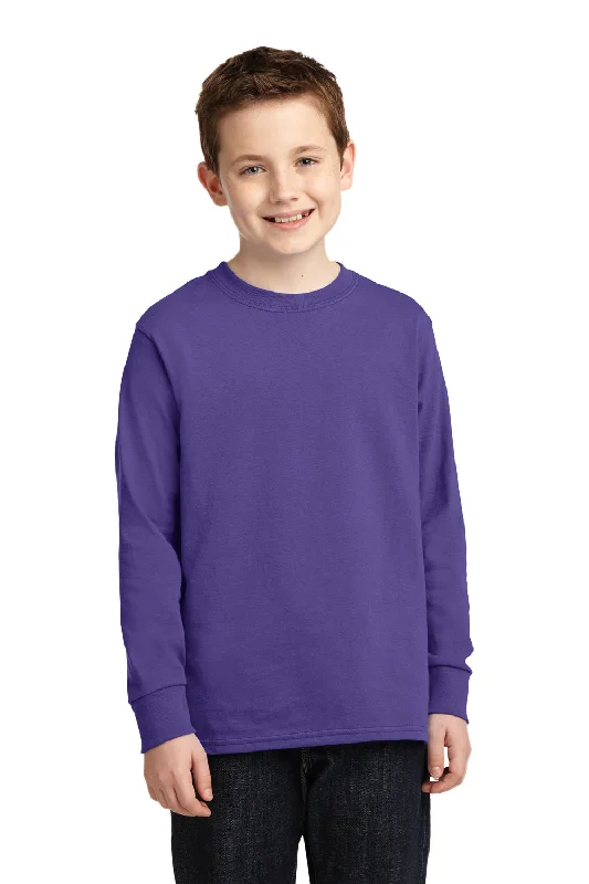 T-shirts for guitarists cool -Port & Company Youth Core Long Sleeve Crewneck T-Shirt - Purple