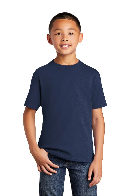 T-shirts for urban artists -Port & Company Youth Core Short Sleeve Crewneck T-Shirt - Navy Blue