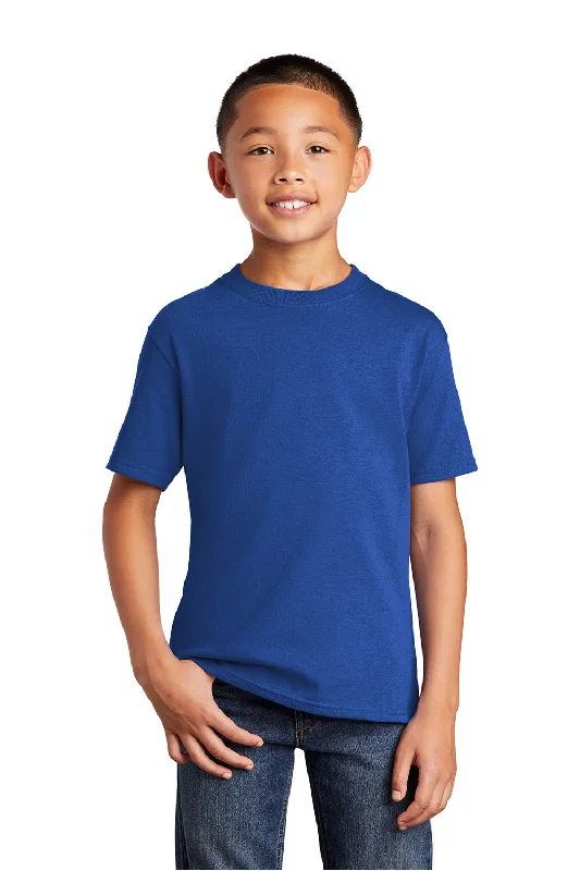 T-shirts for world vibes -Port & Company Youth Core Short Sleeve Crewneck T-Shirt - True Royal Blue