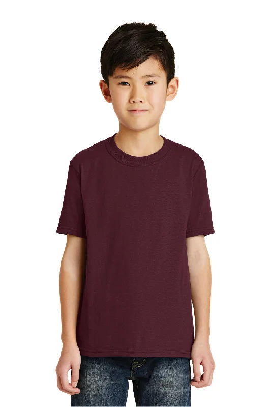 T-shirts for wine lovers -Port & Company Youth Core Short Sleeve Crewneck T-Shirt - Athletic Maroon