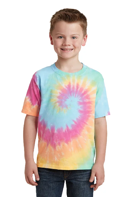 T-shirts with candy cane -Port & Company Youth Tie-Dye Short Sleeve Crewneck T-Shirt - Pastel Rainbow