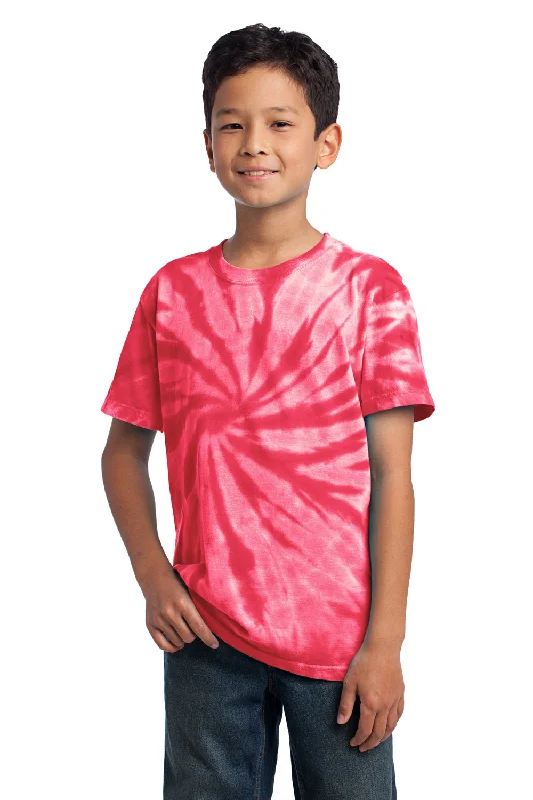 T-shirts for silky vibes -Port & Company Youth Tie-Dye Short Sleeve Crewneck T-Shirt - Red