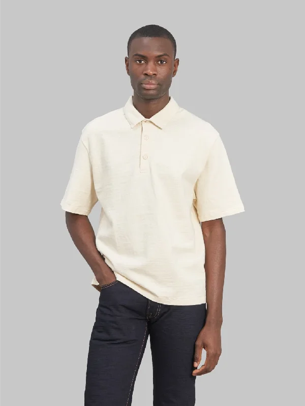 T-shirts for step fans -Samurai Jeans SJST-SC04 Japanese Cotton Polo Natural