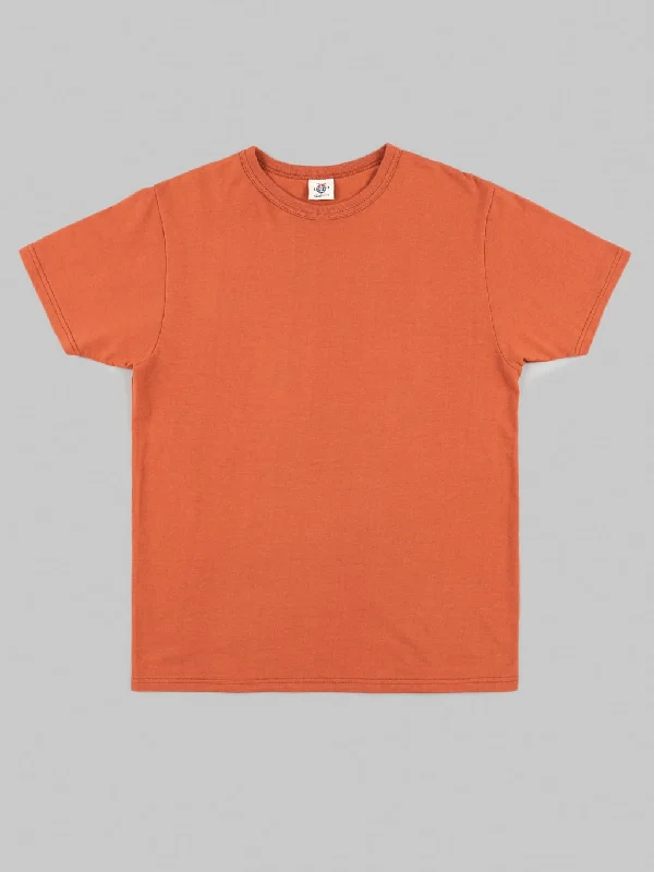 T-shirts for climbers tough -Samurai Jeans SJST23-RIM Loopwheel Ripened Cotton Solid Tee Orange Red