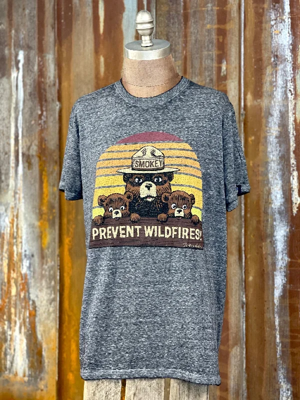 T-shirts with microphone prints -Smokey Bear & Cubs LUXE Tee- Charcoal Grey CLEARANCE