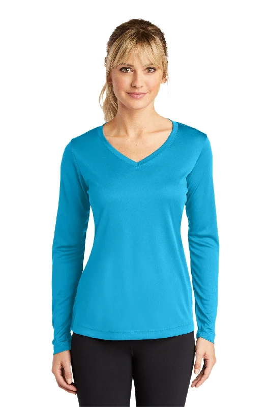 T-shirts with film reels -Sport-Tek Ladies Long Sleeve PosiCharge Competitor™ V-Neck Tee. LST353LS