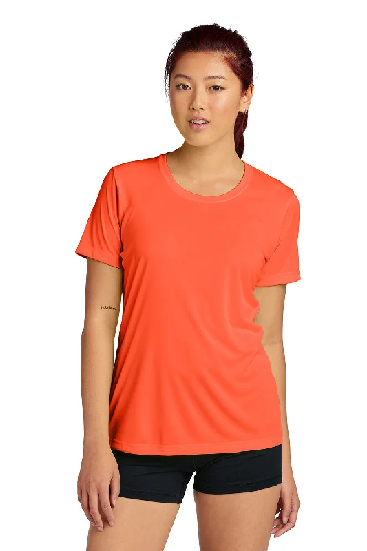 T-shirts for wolf designs -Sport-Tek Womens Competitor Moisture Wicking Short Sleeve Crewneck T-Shirt - Neon Orange