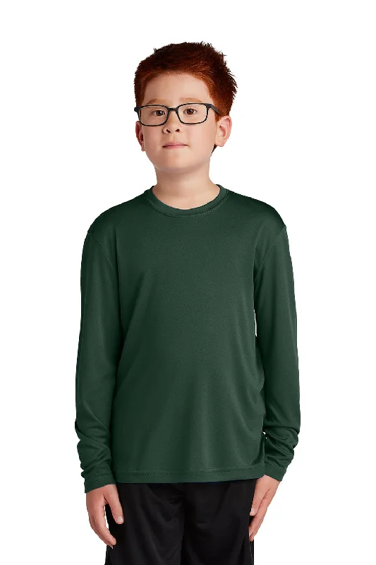 T-shirts with robot art -Sport-Tek Youth Competitor Moisture Wicking Long Sleeve Crewneck T-Shirt - Forest Green