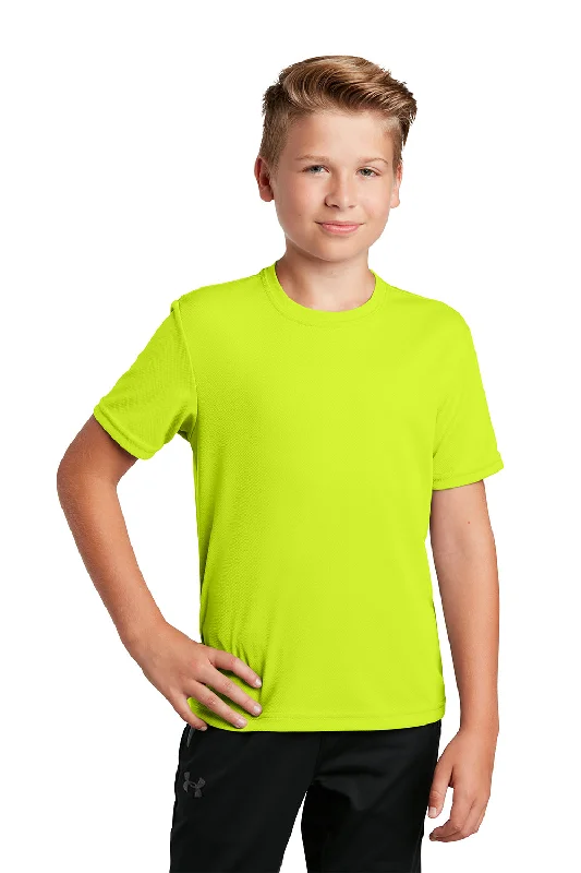 T-shirts with dolphin graphics -Sport-Tek Youth RacerMesh Moisture Wicking Short Sleeve Crewneck T-Shirt - Neon Yellow