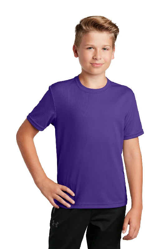 T-shirts for sea creatures -Sport-Tek Youth RacerMesh Moisture Wicking Short Sleeve Crewneck T-Shirt - Purple