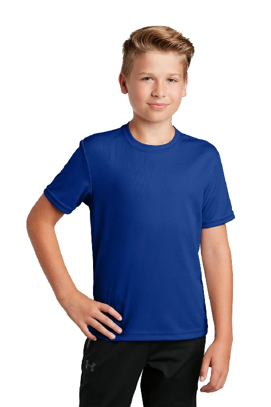 T-shirts for bikers tough -Sport-Tek Youth RacerMesh Moisture Wicking Short Sleeve Crewneck T-Shirt - True Royal Blue