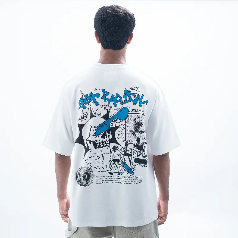 T-shirts with compass art -SUPERKICKS | SKATE EVERYDAY' TEE { WHITE