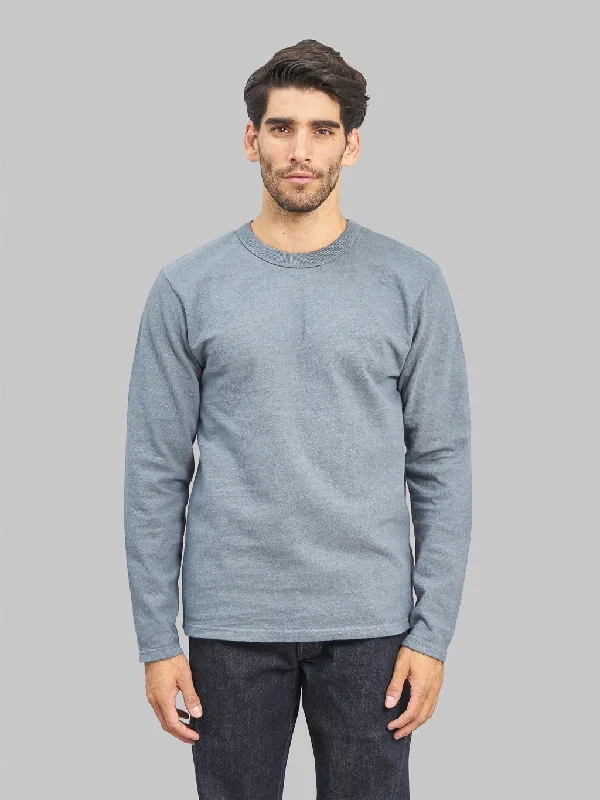 T-shirts with leaf designs -UES No.8 Slub Nep Long Sleeve T-Shirt Grey