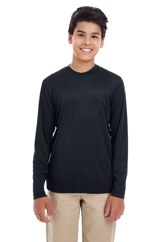 T-shirts with math jokes -UltraClub Youth Cool & Dry Performance Moisture Wicking Long Sleeve Crewneck T-Shirt - Black