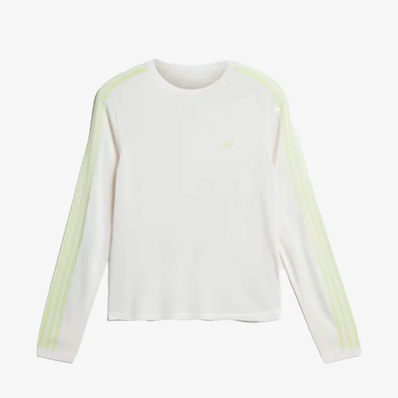 T-shirts for cozy fans -Adidas Originals | WALES BONNER KNIT LONG SLEEVE TEE  { CHALK WHITE/SEMI FROZEN YELLOW