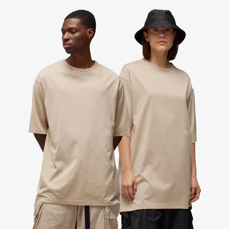 Blend fabric T-shirts versatile -Y-3 | BOXY SHORT SLEEVE TEE { CLAY BROWN