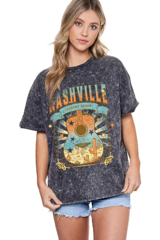 T-shirts for lumberjack vibes -Zutter Nashville Cactus Guitar Tee