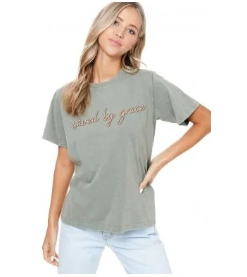 T-shirts with bow designs -Zutter Saved By Grace Stitch Tee