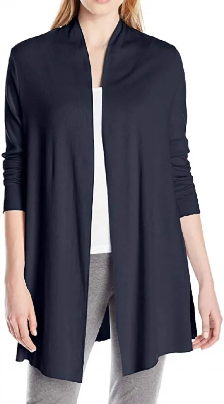 Cardigan with thin hem -Amelia Knit Cardigan In Navy Blue