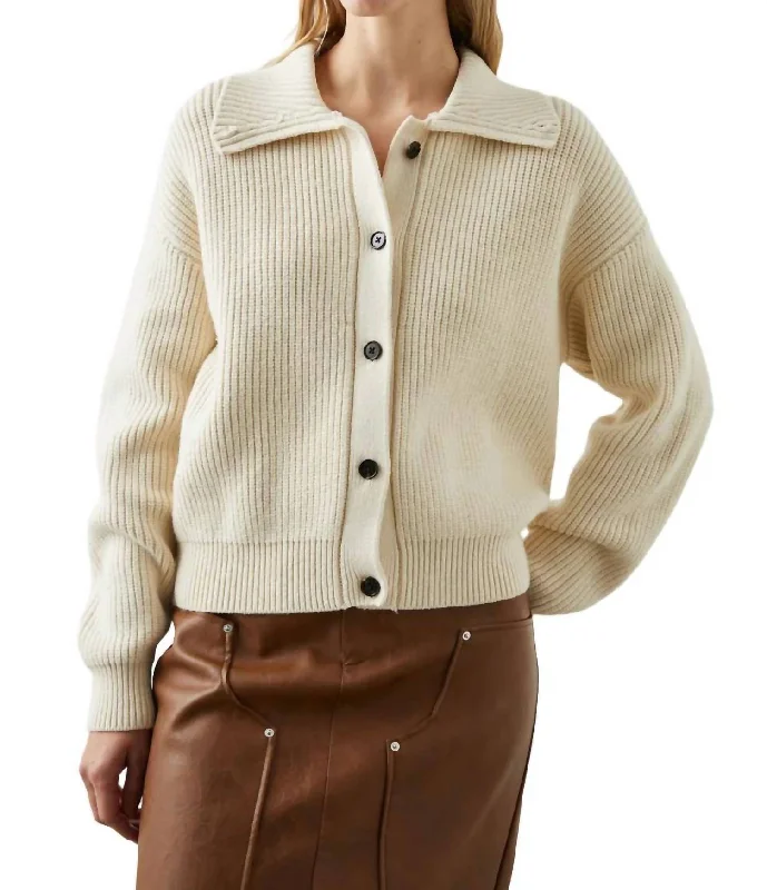 Cardigan with swirl pattern -Esme Sweater In Ivory