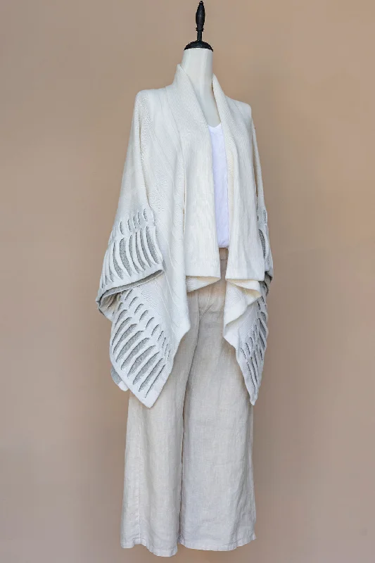 Cardigan with side tie -Irish - Atlantic Wrap Cardigan - Cream