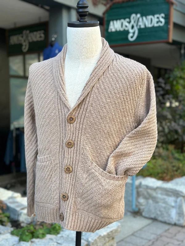 Cardigan for holiday outfits -Irish - Button Cardigan - Camel