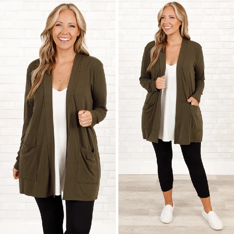 Olive green cardigan outfit -Kindness and Compassion Cardigan, Dark Olive