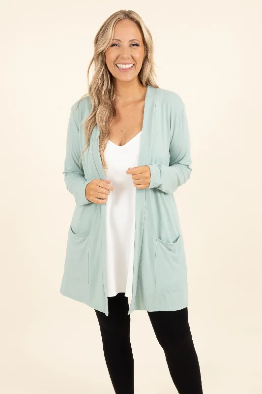 Cardigan with side pockets -Kindness and Compassion Cardigan, Dusty Green