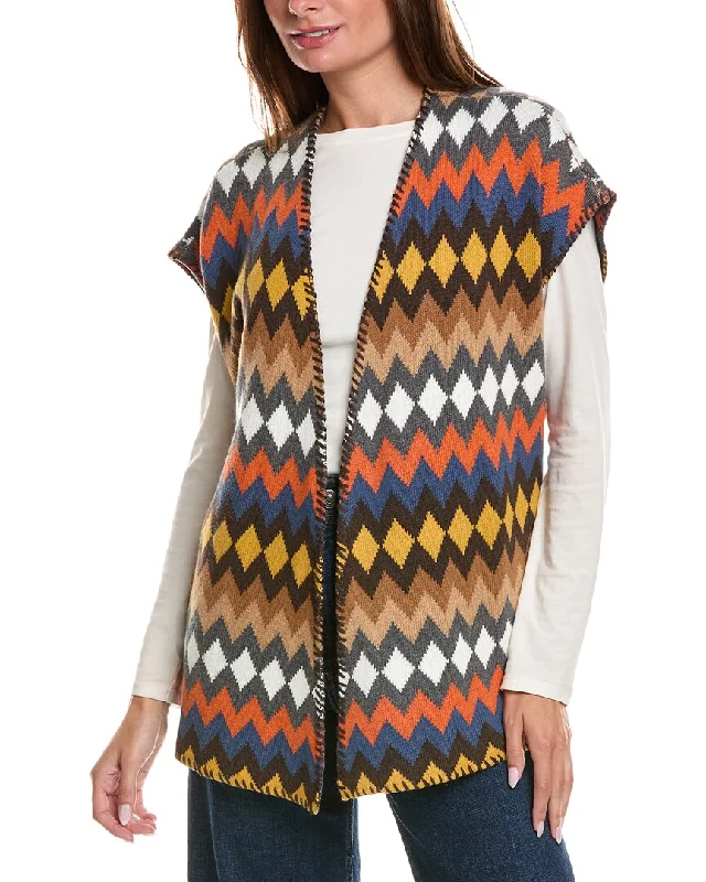 Cardigan with herringbone pattern -Minnie Rose Tie Waist Cardigan Poncho